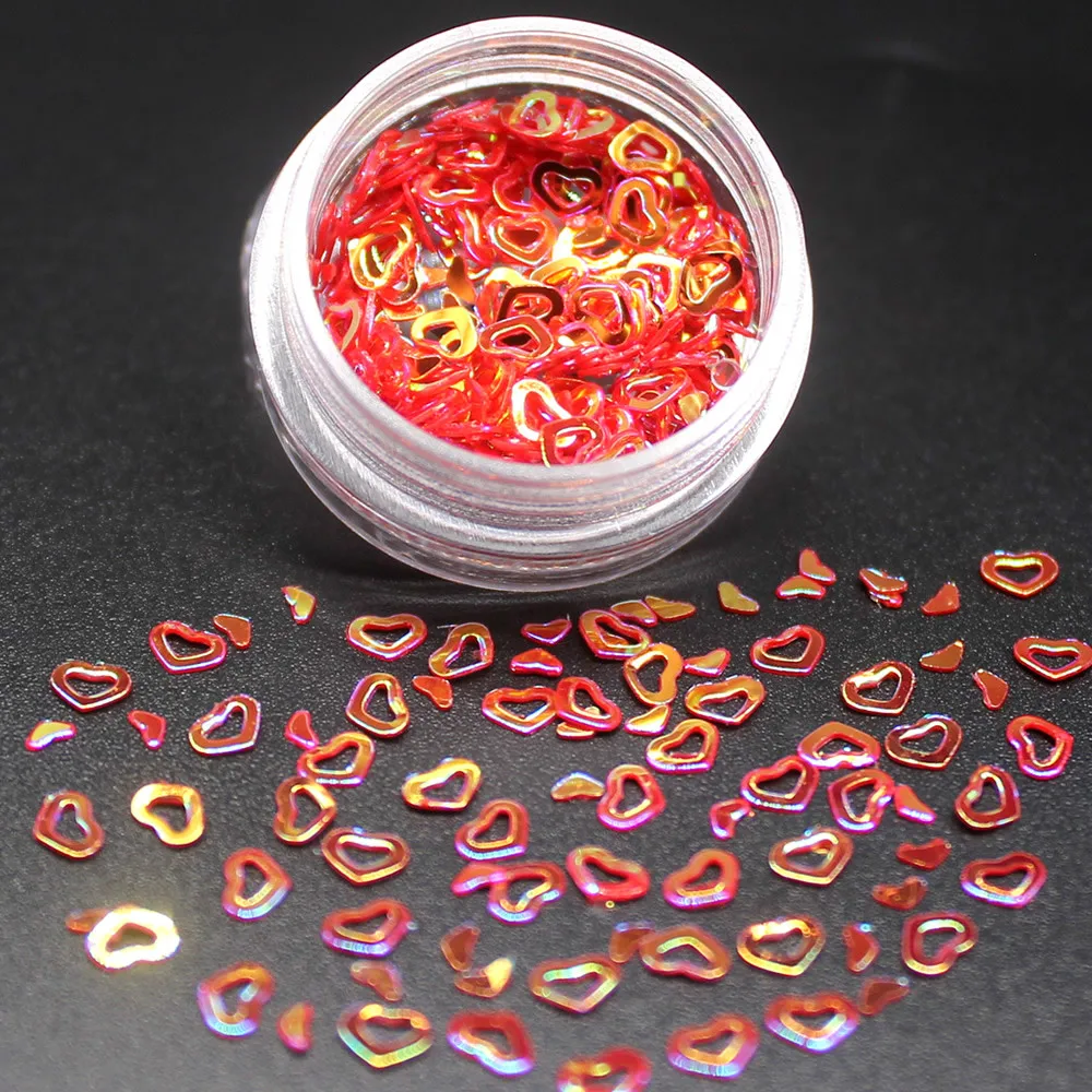 

1 Pcs Sexy Red Nail Art Glitter 1Box Mixed Color Mini Heart Hot Fashion Shining Manicure Glitter Sequins Nail Decoration