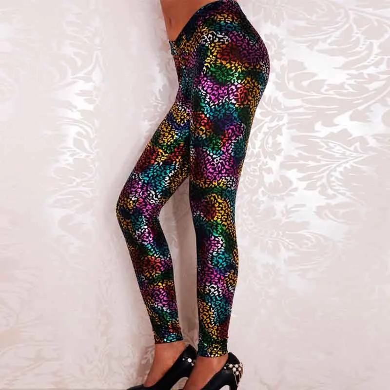 New Arrival 2019 Fashion Colorful Neon Printed Leggings High Waist Women Sexy Slim Trousers Female Legging Fitness Pants