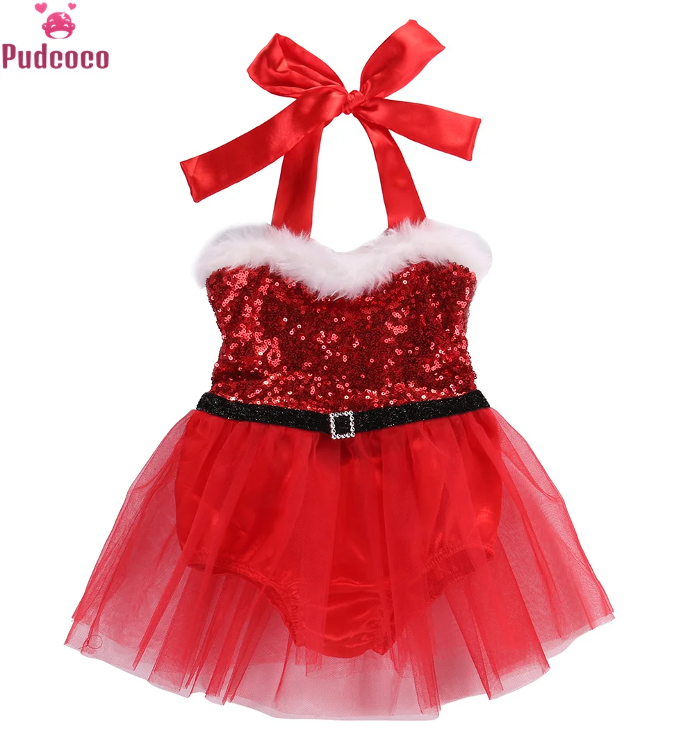 

Newborn Girls Rompers Dress Clothes Santa Claus Sequin Jumpsuit Christmas Outfits Costume Bebe Baby Girl Clothes
