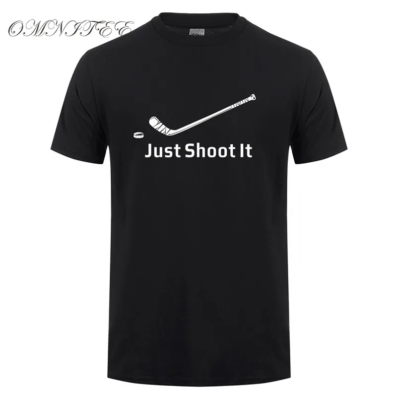 

Omnitee New Summer Just Shoot it Ice hockeyer T Shirt Men Casual Cotton Short Sleeve Funny Man hockeyer T-shirt Tshirt OZ-049