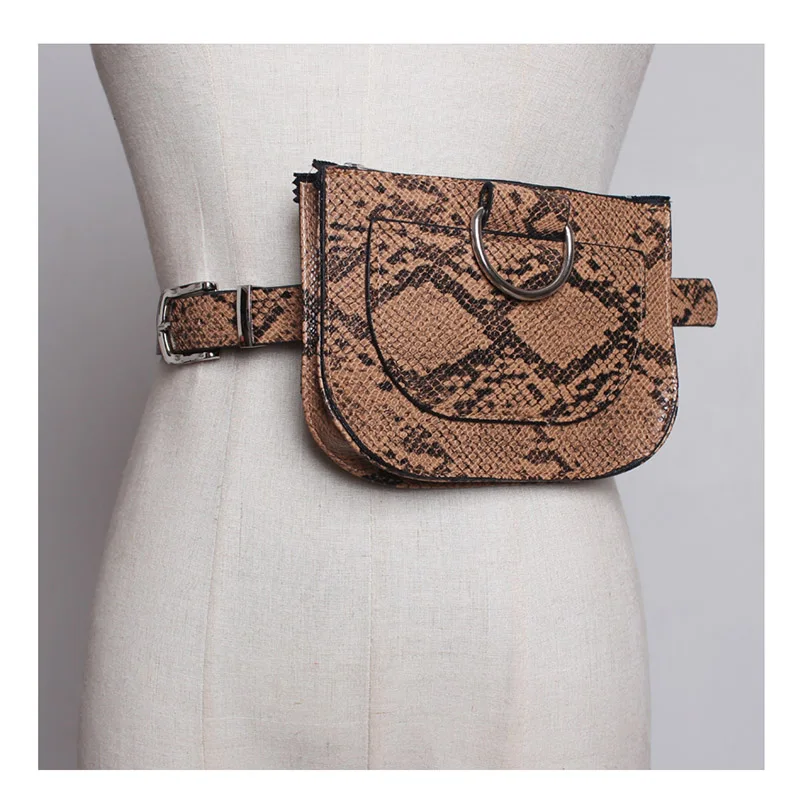 Brown waist bag Женская поясная сумка из змеиной кожи, поясная сумка из искусственной кожи, женский модный пояс из змеиной кожи, высокое качество, Женский кошелек B31 - Цвет: Brown waist bag