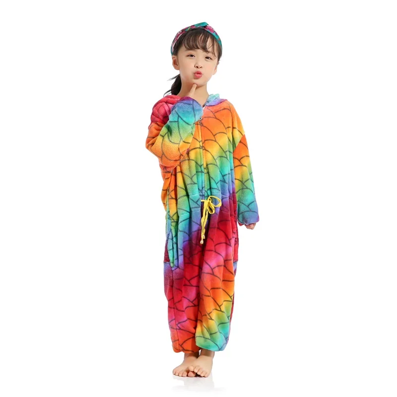 

Unicorn pajamas Children Sleepwear Boys Girls Pegasus Cosplay Winter Warm Flannel Kids Pajamas Onesies for 4 6 8 10 12 Years old