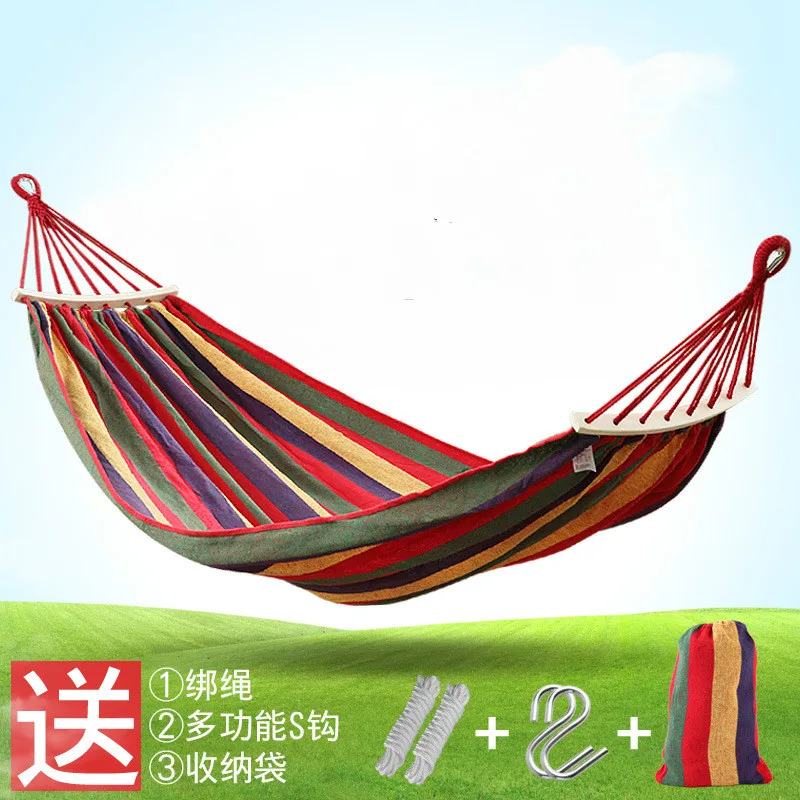 

Outdoor hammock, single double, with wooden sticks, anti rollover hammock, indoor swing, student dormitory, swing swing chair