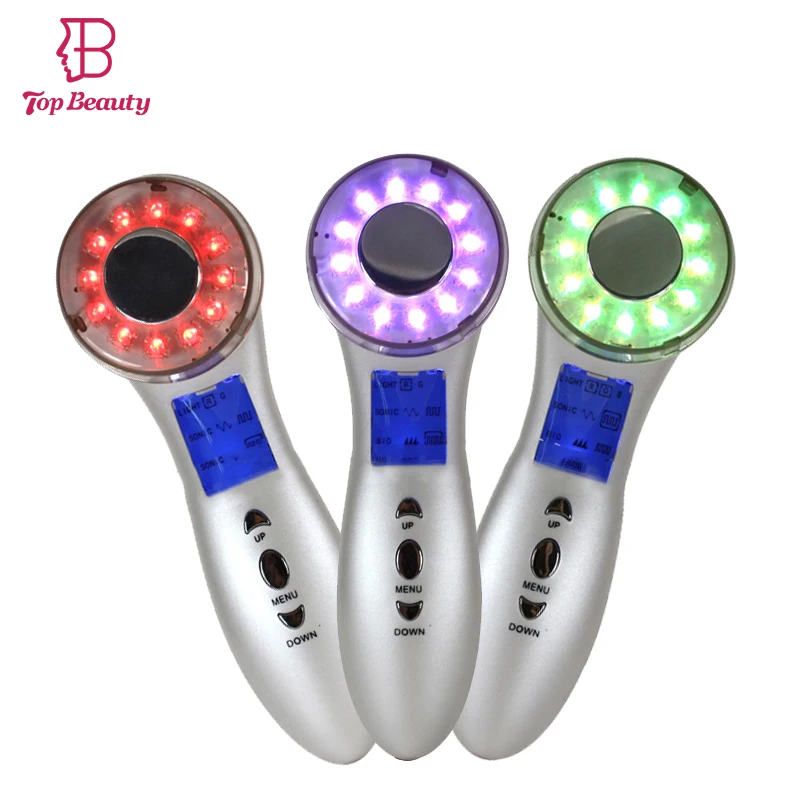 Ultrasonic LCD Light Photon Therapy 7 Colors Lights Skin Rejuvenation Face Massage Device Ultrasound Anti wrinkle aging|remove spots|removable
