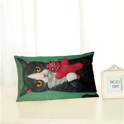 Высокое качество Кошка Домашняя одежда поясничная подушка стул наволочка мягкий чехол для подушки Cojines Almofadas хлопок лен квадратный 30x50 - Цвет: 16