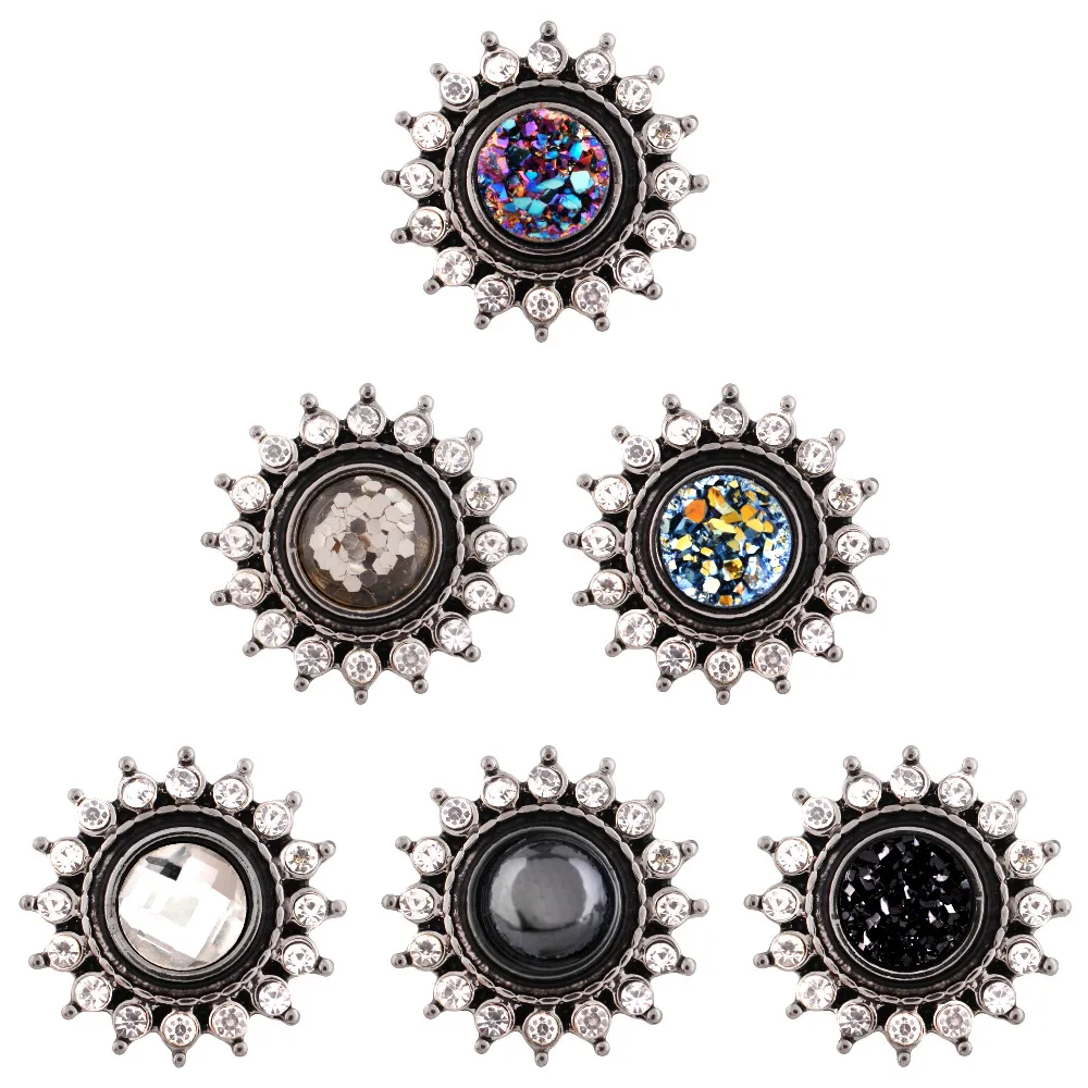 

Wholesale 6 Colors Partnerbeads Snap Buttons Beads 18mm Print Sun Cabochon Fit DIY Snap Bracelets&Bangles Jewelry for women