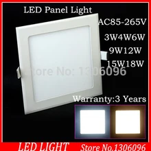 1 шт./лот 3 W/4 W/6 W/9 W/12W15W/18 Вт светодиодный Панель свет квадратный светодиодный потолочный светильник 90LM/Вт высокой мощности SMD светодиодный свет плоский даунлайт с Драйвером