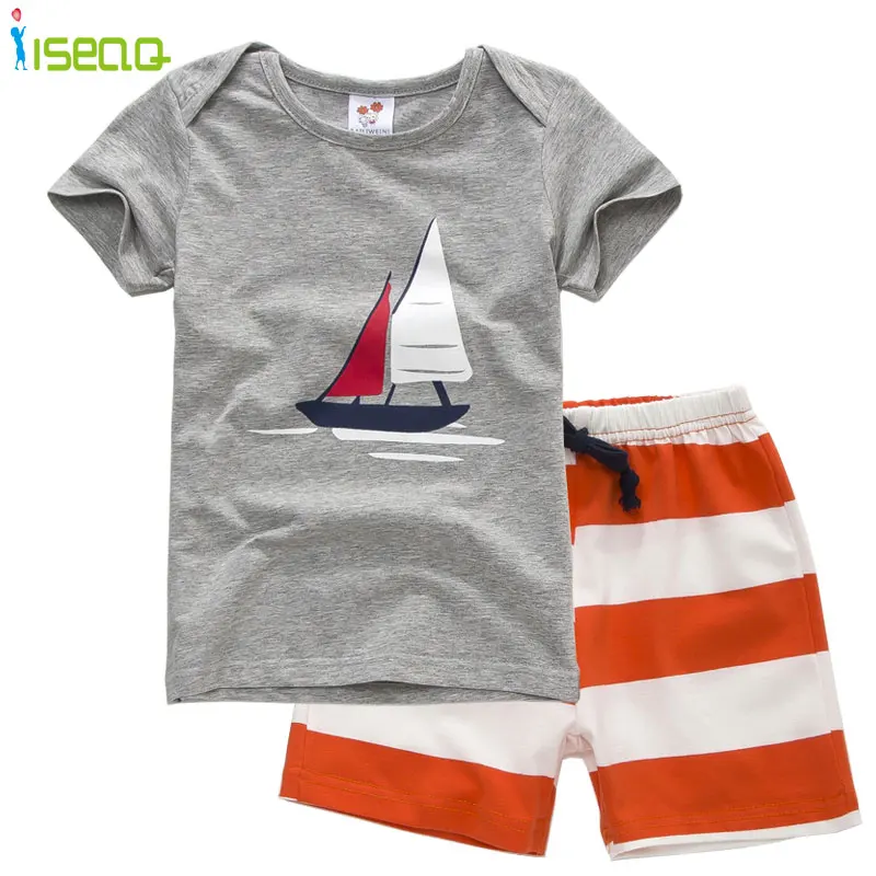 Branded 100% Cotton 2016 Baby Boys Clothing Toddler 2pcs Children Suits Summer Baby Kids Clothes Clothing Sets Short Sleeve Boys