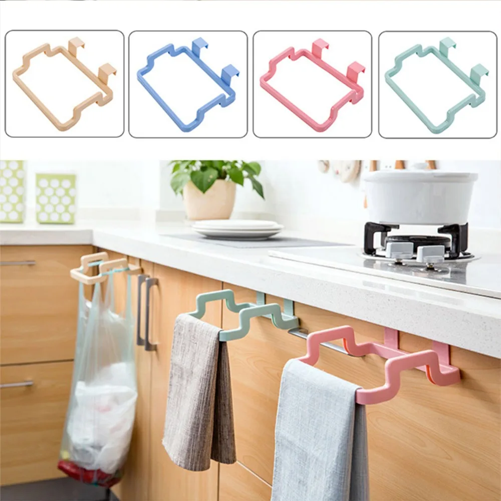

New Eco-friendly Kitchen Door Back Hanging Style Trash Bag Holder Storage Garbage Hanging Cupboard Cabinet Door Rack Towel Hold