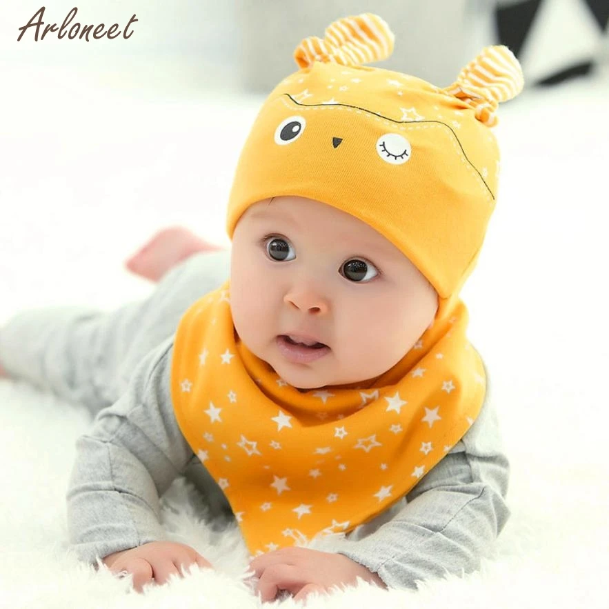 

2019 child hat set Hat+Bandana Bib Saliva Towel Head Scarf Cute Fashion baby winter hat ear 27