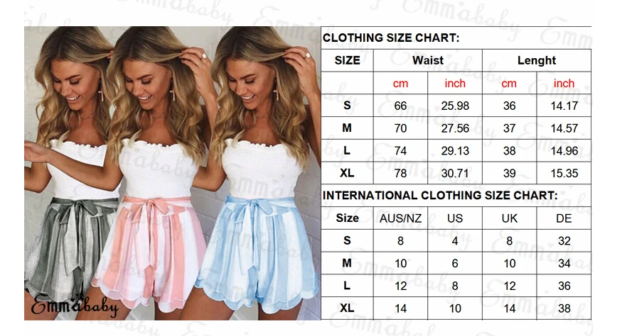 Trendy Women casual High Waist Belt Ladies Summer Striped shorts one pieces