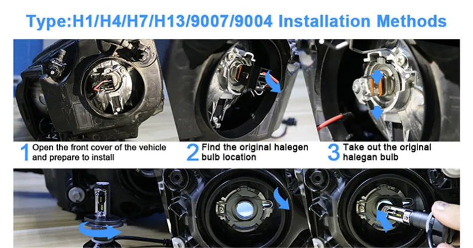 2 pcs H7 H1 LED mini 12V Car Headlights Bulb H4 H11H8H9 9005HB3 9006HB4 Auto Lamp COB 8000Lm 6500K 72W 24V Super White