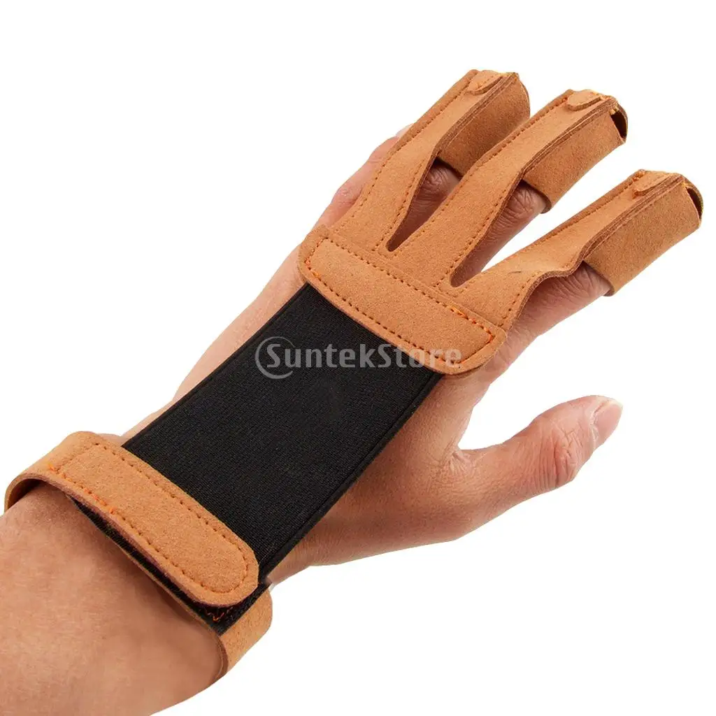 Adjustable Breathable Bow Arrow 3 Finger Glove with Archery Arm Guard Bracer Protector Hunting Accessories