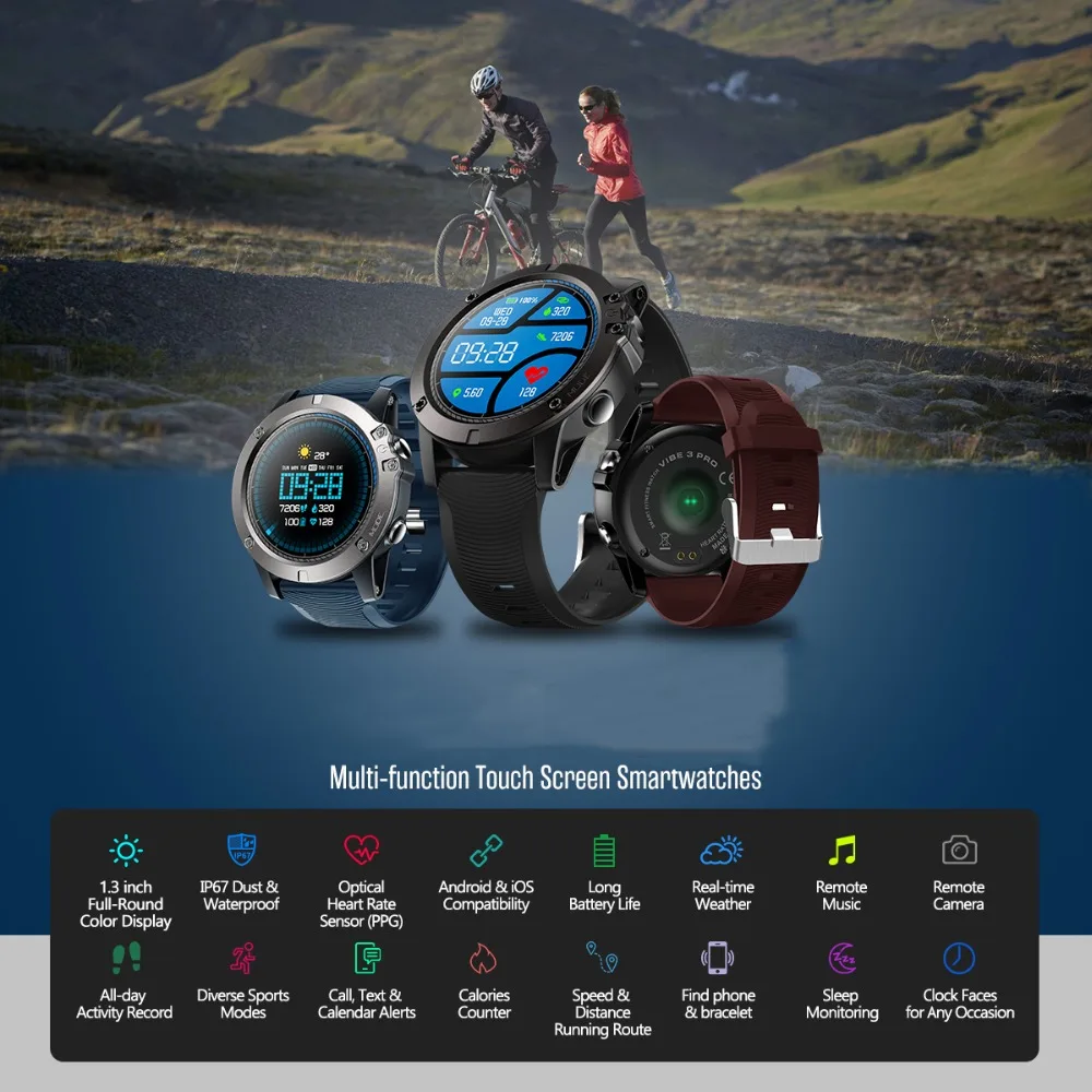 Лидер продаж ips цветной сенсорный дисплей спортивные Smartwatch IP67 Водонепроницаемый Android IOS Smart Watch браслет с все-день сердечный ритм