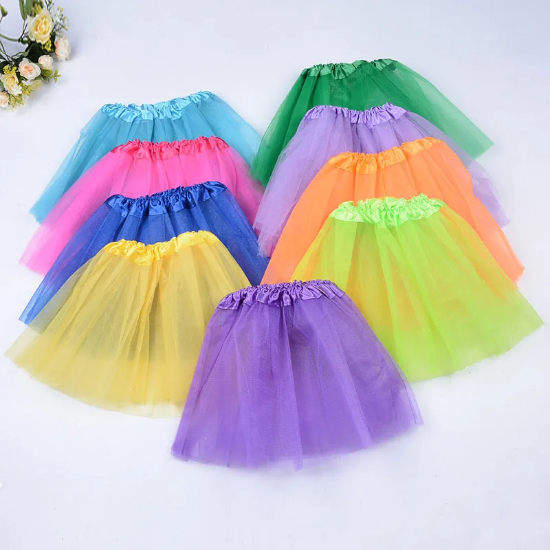 

2019 New Hot Selling European and American Solid Color Children's Ballet Dance Skirt Three-layer Mesh Princess Skirt