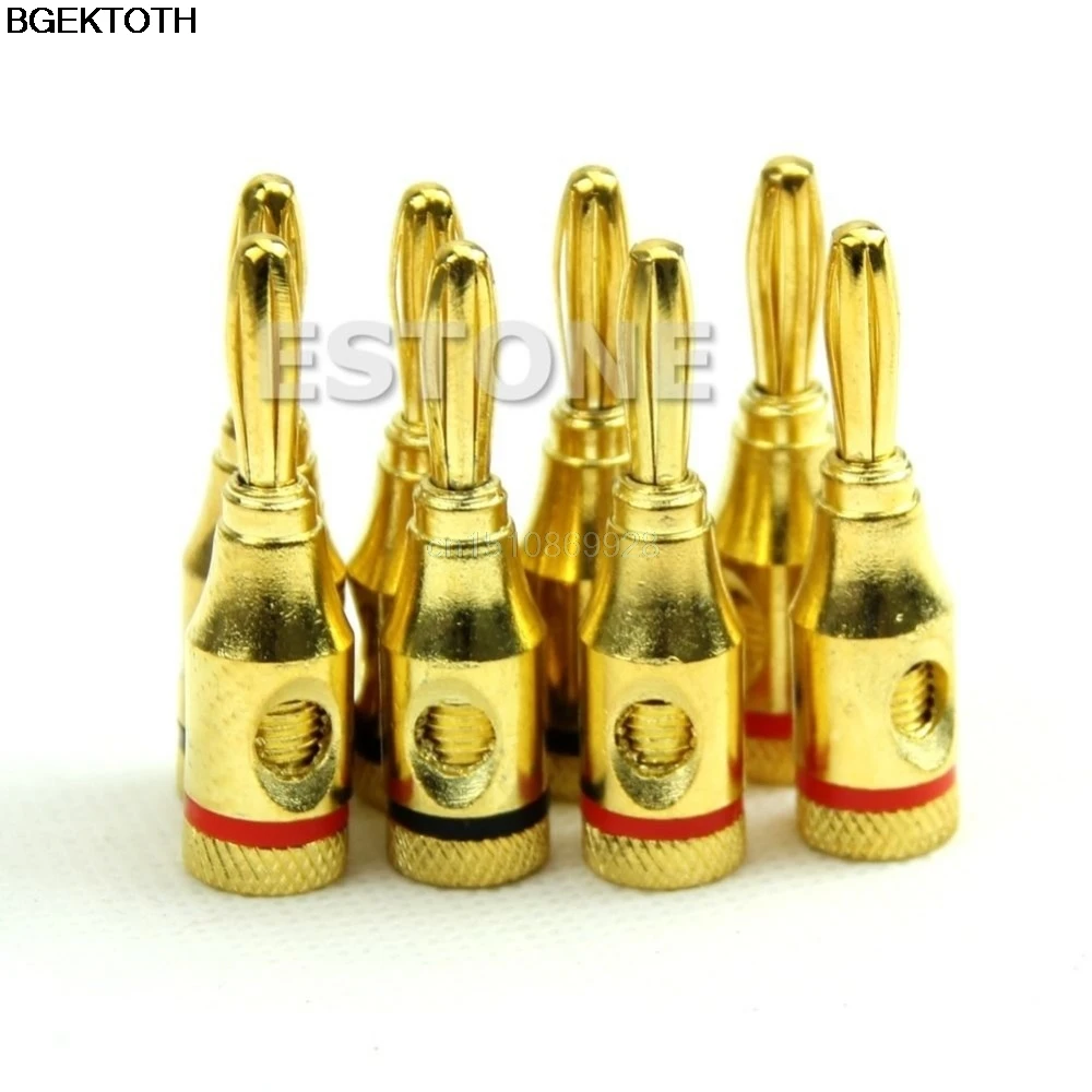 

Newest 8pcs 4mm Plug Connector Gold plated Musical Speaker Cable Wire Screw Banana Plug Connector