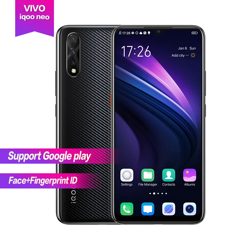 Vivo iqoo Neo Android 9,0 6,3" AMOLED Полный экран 1080*2340 Восьмиядерный 6g 128g 4500mAh лицо+ сканер отпечатков пальцев ID 22,5 w флэш-зарядка