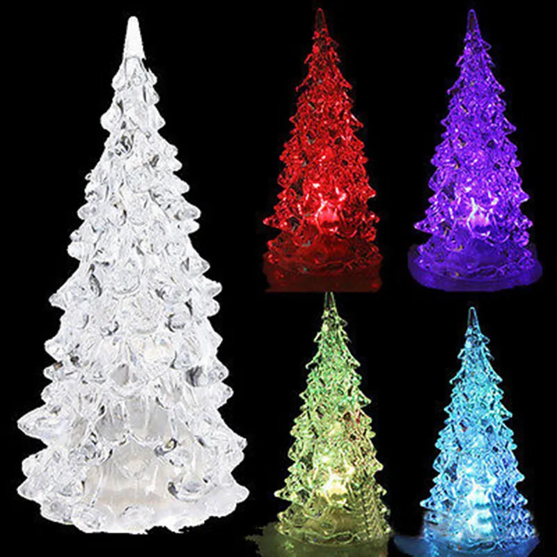 Crystal Mini LED Christmas Tree Night Light Lamp Colors Changing Party