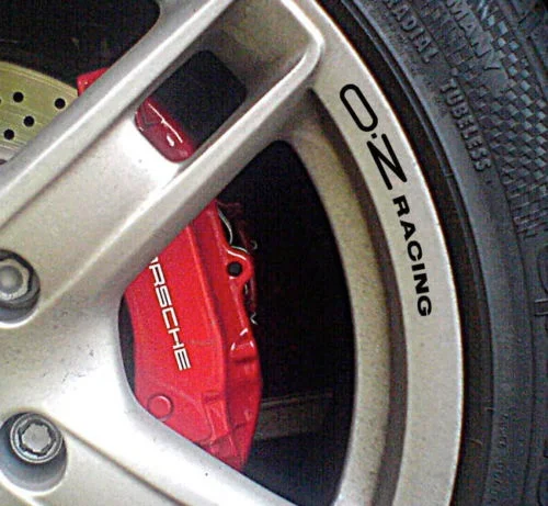 

For x8 OZ Racing Wheel Rim Decal sticker curve down read left/right Unit
