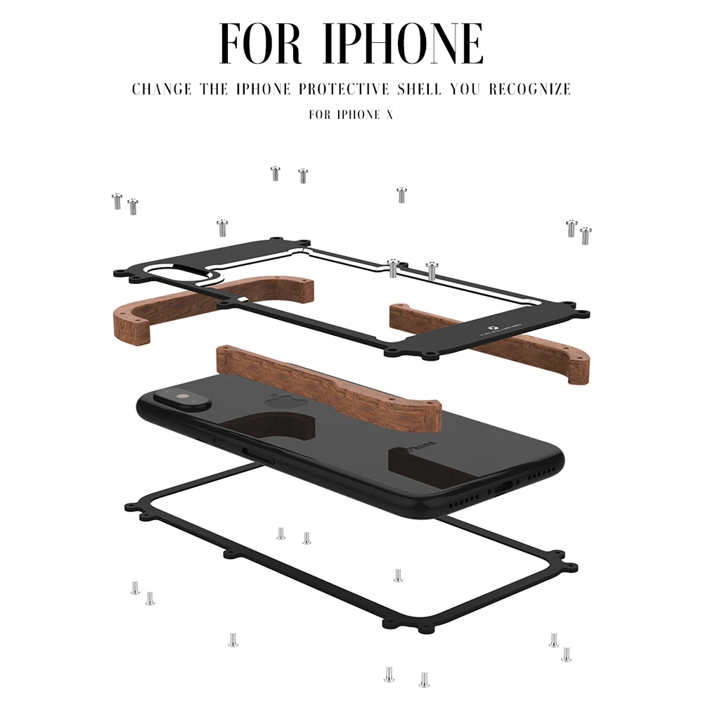 Чехол R Just для Apple iPhone 7 роскошный металлический алюминиевый деревянный защитный