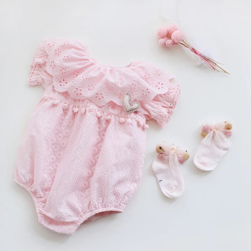 

baby girl cute romper Newborn Jumpsuit cotton lace