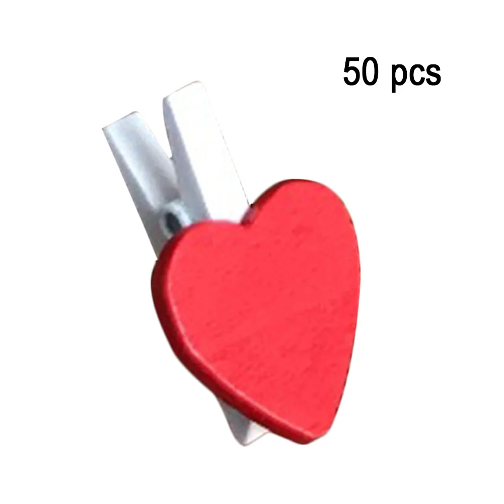 

50Pcs Mini Red Heart Love Wooden Clothes Photo Paper Peg Pin Clothespin Craft Postcard Clips Home Vintage Wedding Decoration