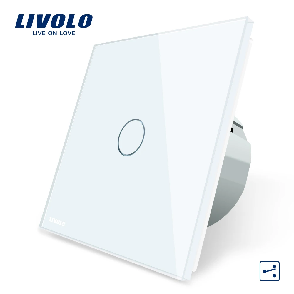 Livolo ЕС Стандартный настенный выключатель 2 Way Управление Сенсорный экран переключатель, кристалл Стекло Панель, 220-250 В, VL-C701S-1/2/3/5