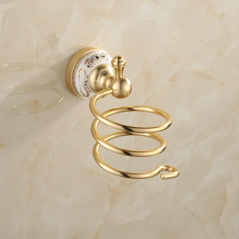 1 Pcs European Luxury Aluminum Hair Dryer Holder Wall Mounted Shelf