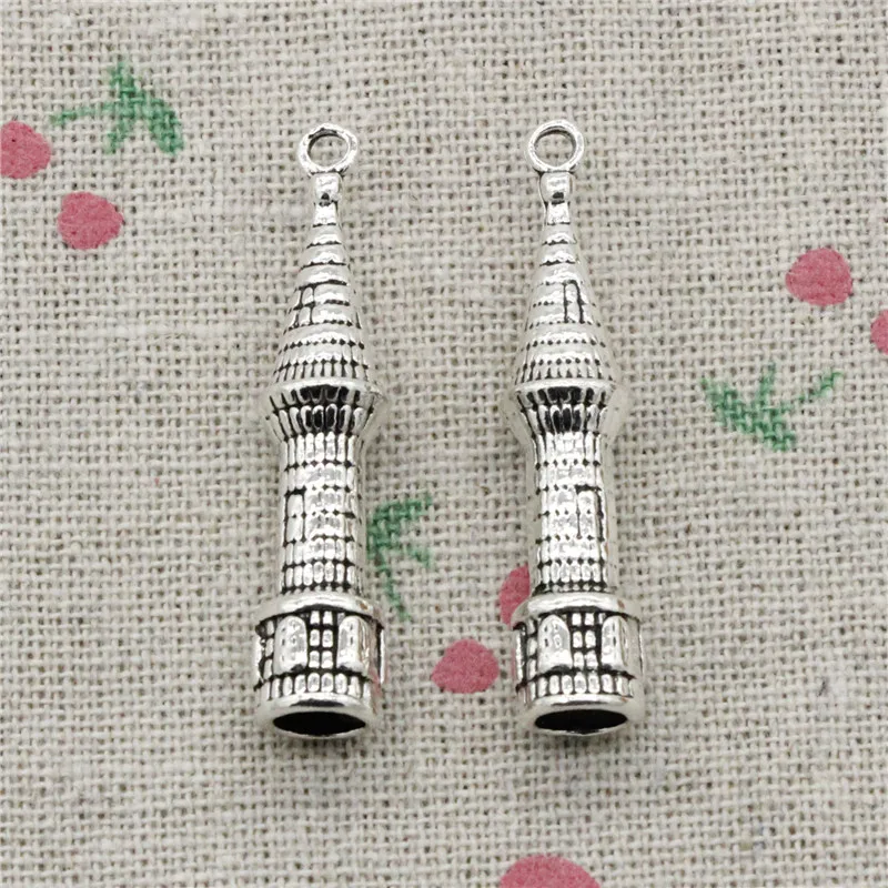 

4pcs Charms castle spire 41*10*10mm Tibetan Silver Vintage Pendants For Jewelry Making DIY Bracelet Necklace