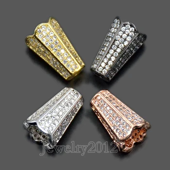 

5Pcs/Lot Vase Clear Zircon Gem stones Micro Pave Connector Charm Beads Bracelet Silver Gold 9x14mm Diy Jewelry Design Wholesale