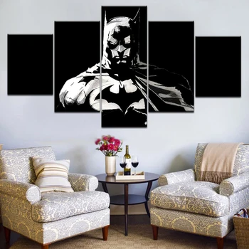 

5pcs HD inkjet canvas painting movie batman art group home decoration wall poster modular picture