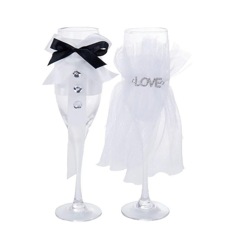 Креативный подарок для невесты и жениха, кружевное платье, бокалы для шампанского, набор свадебных стаканов, Кубок для тостов, свадебное украшение для дома и отеля