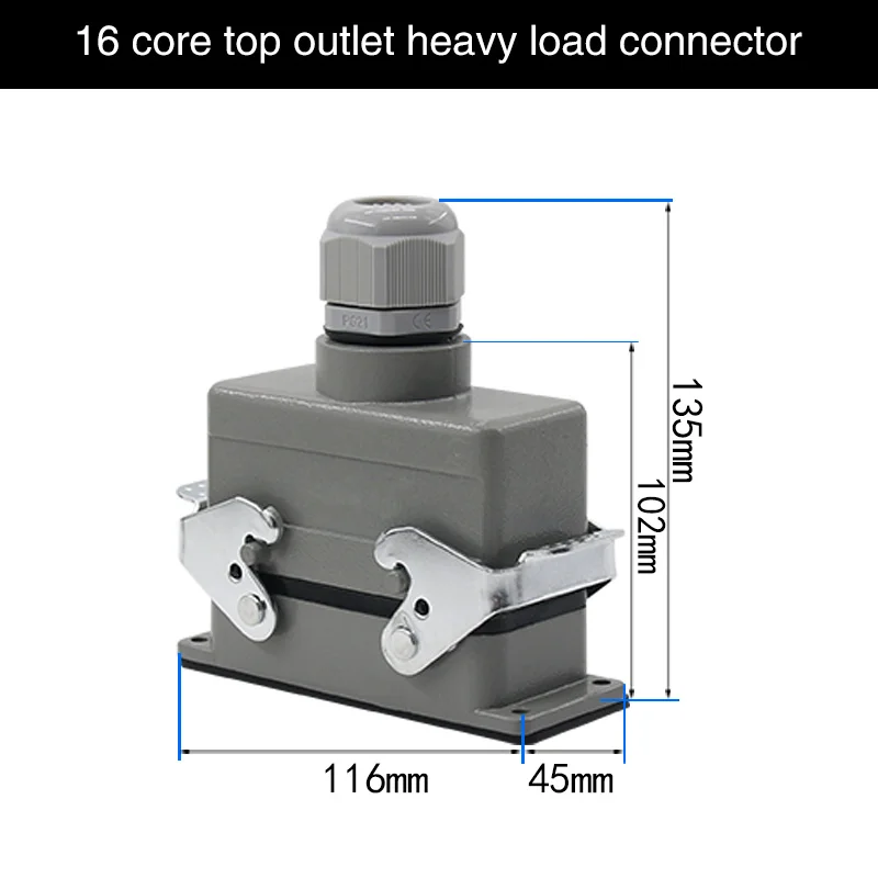 Прямоугольный тяжелых разъем hdc-04/6/10/16/20/24/32/48 ядро авиационная вставка 16A верхние строчки и побочных линий - Цвет: 16 core top line