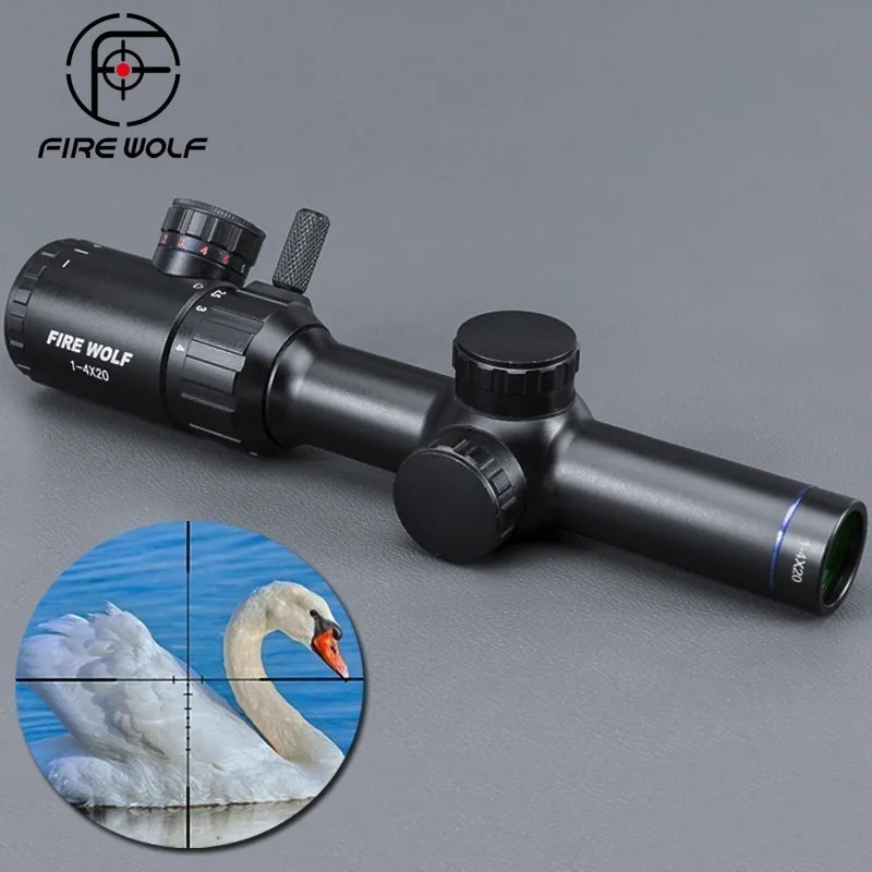 

1-4x20 Rifle scope Green Red Illuminated Riflescope Range Finder Reticle Caza Rifle scope Air Rifle optical Sight Hunting