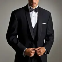 Индивидуальный заказ, на одной пуговице, черный смокинг для жениха лацканы с отворотом для шафера мужской мундир для свадьбы ужин костюмы для выпускного(пиджак+ брюки+ жилет+ галстук-бабочка