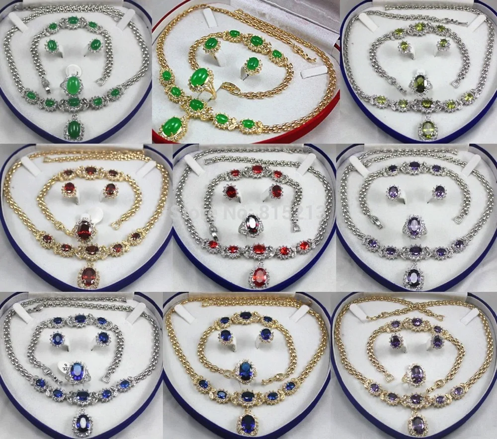 

ddh00898 9 color - jade/zirconia 18KGP necklace bracelet ring earring can choose