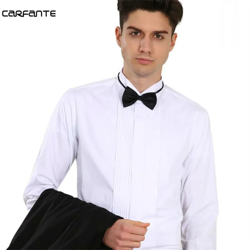 CARFANTE Для мужчин рубашка Длинные рукава одноцветное платье рубашки твил французская запонка белый MFS06 M-6XL