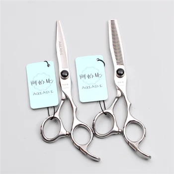 

6inch 17.5cm Japan 440C AQIABI Black GEM Professional Hairdressing Scissors Thinning Shears Cutting Scissors Styling Tool A9009