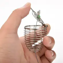 1 PCS Stainless Metal Wire Fishing Lure Cage Small Bait Cage Fishing Lure Spherical Backside Basket Feeder Holder Fishing Sort out