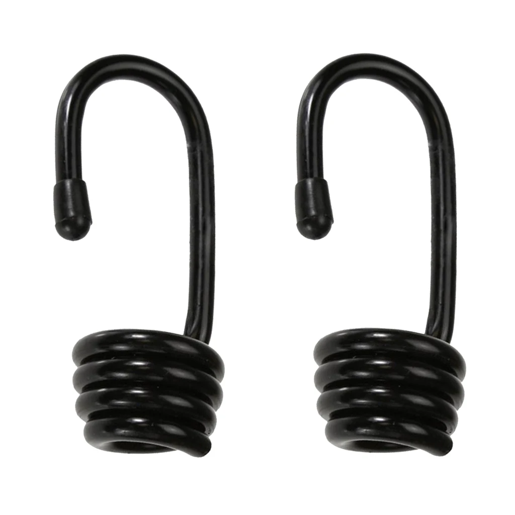 2pcs Black Coated Steel Hook End for 8mm Elastic Bungee Rope Shock Cord camping equipment
