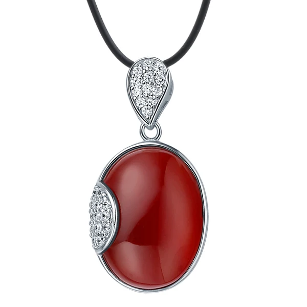 

Natural Agate Pendant Necklace 925 Sterling silver Woman Fine Elegant Gem Jewelry Girl Birthstone Love Gift SYP0271R