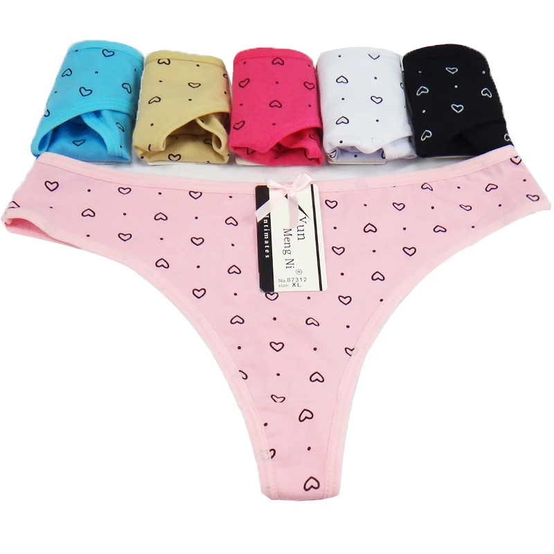 

Lovely Print Lingerie Femme g-string Sexy Panties Women Thongs and G Strings Ladies Underwear Cotton Tangas Mujer 6 colors 2019