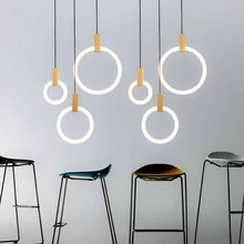 Simple rings LED hanging lights living room stairs dining room lighting fixtures Wooden luminaires pendant lamps chinese wooden pendant lamps dining rooms tea houses corridors balcony entrance round lamps pendant lights za zl508