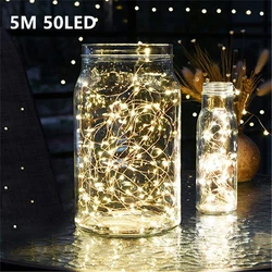 Pisca luzes led cr2032, 5m, 50 leds, operado à bateria, para natal, guirlanda, festa, casamento, decoração, natal, luzes de fadas
