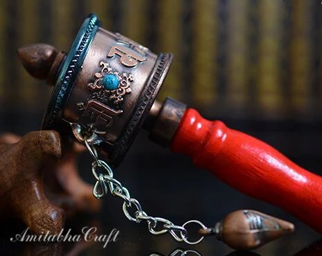 copper red Медные эзотерические буддистские мантры в Тибете, буддизме, Маленькие Ручные молитвенные колеса, Изысканные жемчужные молитвенные колеса с подвеской - Цвет: copper red