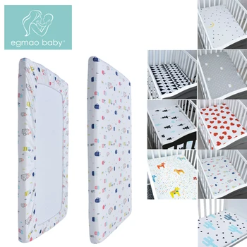 

EGMAOBABY100% Cotton Bed Linen Crib Fitted Sheet Soft Baby Bed Mattress Cover Cartoon Print Newborn Bedding For Cot Fitted Sheet