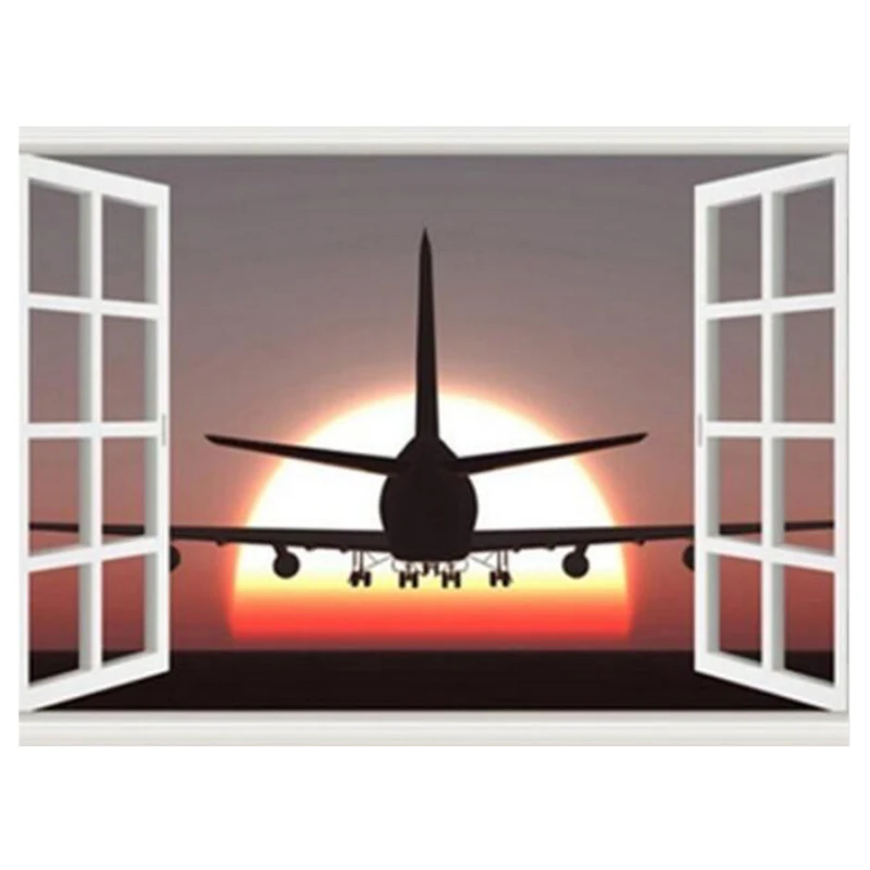 

kexinzu Diamond Embroidery Cross Stitch Window Scenery Plane 5D DIY Full Square Diamond Painting Mosaic Resin Home Decor Gift