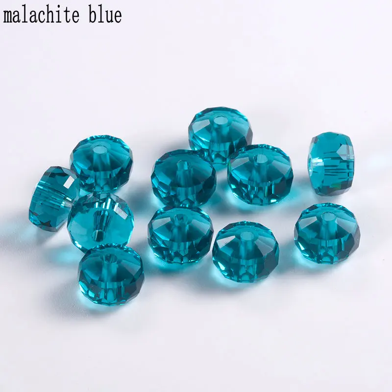 New 50/pc GLASS 10mm Loose crystal Rondelle BEADS Two toned Mixed Teal Green color AB and metallic