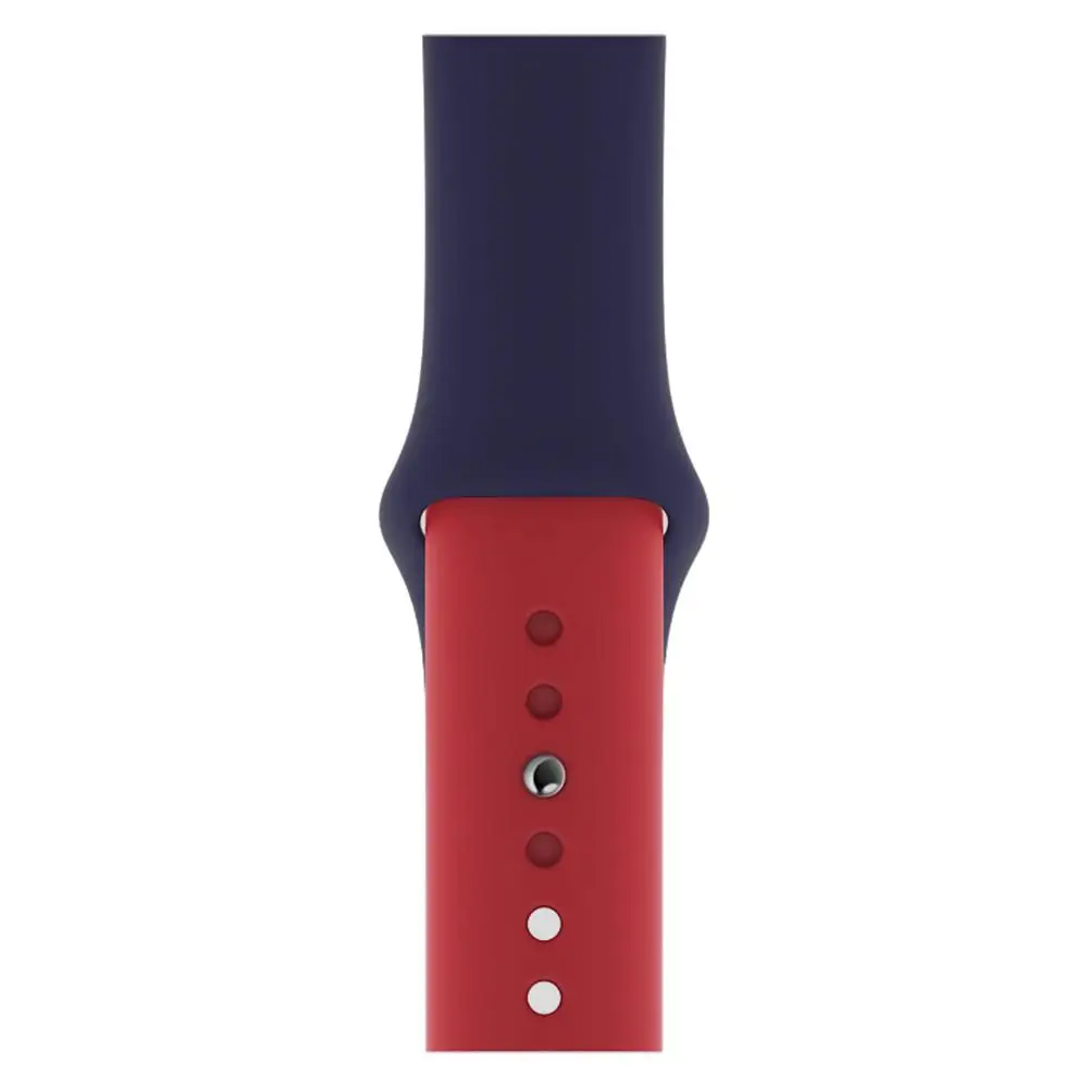 Двойной цвет спортивный мягкий ремешок для Apple Watch серии 1 2 3 4 ремешок для Apple iwatch 38 мм 40 мм 42 мм 44 мм силиконовый ремешок для часов - Цвет ремешка: Dark Blue Red