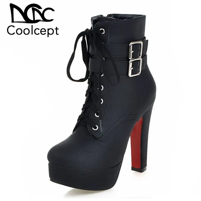 Acheter Coolcept Mode Femmes Bottes Talons hauts Cheville Bottes Plate Forme Chaussures Marque Femmes Chaussures Automne Hiver Botas Mujer Taille 30 48